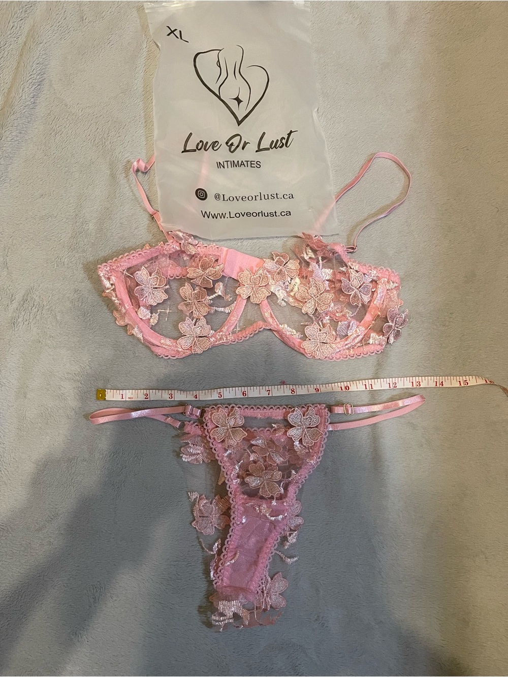 XL baby pink bra/panties set